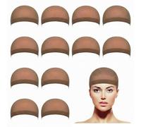 EBOOT 12 Pezzi Cuffia Parrucca Nylon Wig Cap Marrone Chiaro Calotte Retina per Capelli Elastica Traspirante Copricapo Sottocalotta per Donna Uomo Cosplay Carnevale Teatro Uso Quotidiano