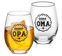 EBOOT Bicchiere per Nonno Nonna Tumbler da Vino Senza Stelo per Nonni Bicchiere da Whisky Trasparente con Incisione Divertente 16 Once per Compleanno Natale Festa di Papà Mamma Donne Uomini