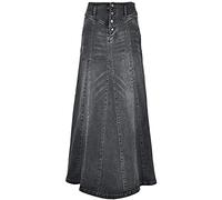 ebossy Gonna Lunga da Donna a Vita Media in Denim Invecchiato con Volant a Sirena, 01 Grigio, XX-Large