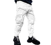 ebossy - Pantaloni da jogging da uomo, con tasche multiple - bianco - M