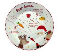 eBoutik - Decorazione natalizia di Babbo Natale, decorazione per le sezioni di biscotti, latte e carote dipinte - Piatto natalizio per bambini per Babbo Natale e renna Rudolph personalizzabile