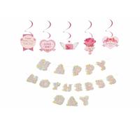 eBoutik - Decorazioni per la festa della mamma - Banner floreale per la festa della mamma e set di decorazioni da soffitto a spirale da appendere - Decorazioni per feste per mamma, casa, brunch o