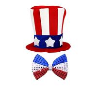 eBoutik - Set di accessori per costume da zio Sam, per il 4 luglio, realistico, costume di Halloween per adulti (USA)