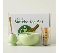 eBoutik - Set tradizionale giapponese per cerimonia del tè Matcha, confezione regalo da 5 pezzi con ciotola, frusta da tè, Hyakhontachi per preparare la colazione/latte matcha (verde)