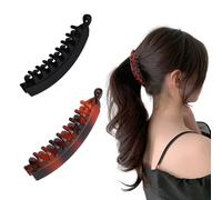EBQOSK 2 fermagli per capelli a banana, antiscivolo e curvi, da donna, resistenti ed eleganti, con presa sicura, adatti per capelli spessi/fini, ideali per acconciature e code di cavallo