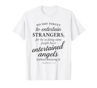 Ebrei 13:2 Versetto della Bibbia Intrattenuto Angeli Fede Scrittura Maglietta