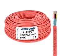EBROM Cavo allarme antincendio BMK J-Y (St) Y 2 x 2 x 0,8 cm, rosso RT - linea di allarme antincendio - cavo telecomunicazioni - molte lunghezze in incrementi di 1 metro, lunghezza: 60 metri