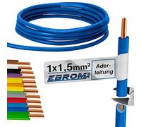 EBROM Conduttore - Singolo cavo rigido - Cavo in PVC - Cavo di cablaggio - H07V-U 1,5 mm² - 1,5 mm2 - Colore: blu scuro, molte lunghezze a scelta, da 10 metri a 100 metri - Lunghezza selezionata: 10 m