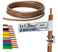 EBROM Conduttore - Singolo cavo rigido - Cavo in PVC - Cavo di cablaggio - H07V-U 1,5 mm² - 1,5 mm2 - Colore: marrone - molte lunghezze a scelta, da 10 metri a 100 metri - Lunghezza selezionata: 15 m