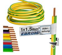 EBROM Conduttore - Singolo cavo rigido - Cavo in PVC - Cavo di cablaggio - H07V-U 1,5 mm² - 1,5 mm2 - Colore: verde giallo - molte lunghezze a scelta, da 10 metri a 100 metri - Lunghezza selezionata: