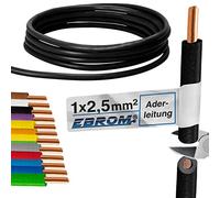 EBROM Conduttore - Singolo cavo rigido - Cavo in PVC - Cavo di cablaggio - H07V-U 2,5 mm² - 2,5 mm2 - Colore: nero - molte lunghezze a scelta, da 10 metri a 100 metri - Lunghezza selezionata: 10 m