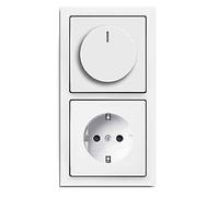 EBROM, set completo LED dimmer rotante + Busch Jäger Future Linear Studio bianco telaio dimmer presa (1722-184K 6540-84-102 20EUC-84) da incasso sezione LED 5-150 Watt e altri