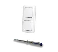 EBROM SET IDEE: Busch Jäger Set - 2 interruttori a pulsante 2020US con meccanismo a molla in colore bianco alpino + tester di fase EBROM per il montaggio