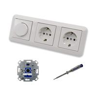 EBROM SET IDEE: REV Ritter MEG5250-0319 - Dimmer a LED e 2 prese MEG2301-0319 in sistema 1-M bianco polare lucido + tester di fase EBROM per il montaggio dei dispositivi