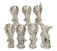 Ebros avorio Painted greco-ortodossa Christian Church Arcangelo del consiglio Angelic statue figurine, altezza 12,7 cm. 5"Tall Approximately The Angelic Council 7 Archangels Set