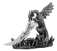 Ebros Gift Crystal Cavern Guardian Dragon tagliacarte Fire Dagger con base ufficio studio desktop Decor