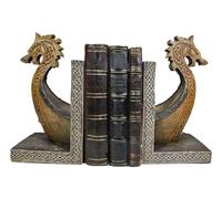 Ebros Gift Nautica Costiera del Mare Regno Scandinavo Vichingo Drago Longship Prua Nave Fermalibri Set di Due Figurine Antiche Leggende Biblioteca Ufficio Studio Scrivania Mensola Fermalibri Sculture