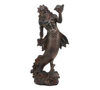 Ebros Mitologia greca Dio dei mari e tremori Statua di Merman Poseidone Nettuno che tiene Ocean Sea Conch Figurine Collezione Nautica Costiera Collezione Romana Greco Olympian Dei Decor Scultura