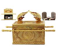 Ebros Oro Opaco Santa Arca dell'Alleanza con Dieci Comandamenti Asta di Aaron e Manna Statuina decorativa Religiosa Scatola di Gingilli Collezionabili Giudaici Israele Storico Modello Replica (scala 1:8 24,1 cm di lunghezza)