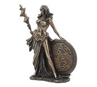 Ebros - Statua della dea madre Frigga con lancia e scudo, mitologia norrena, moglie di Odino, regina di Asgard, Frigg