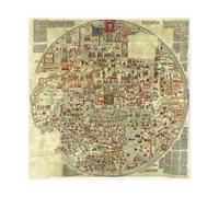 Ebstorfer Map Mappa Mundi mappa del mondo medievale su tela, stampa artistica da parete moderna per camera da letto, decorazione per la camera da letto (40 x 40 cm)
