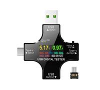 EBTOOLS 2 In Tester USB di Tipo C con Schermo a Colori LCD IPS, Amperometro Al Voltmetro Multimetro Digitale con Connettore OTG per Misurazione della Corrente di Tensione (senza bt)
