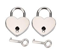 EBTOOLS 2 Set di Lucchetto a Forma di Cuore con Chiave Scheletro-serrature in Metallo per Bagagli, Diari e Sicurezza della Scatola di Gioielli