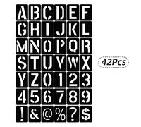 EBTOOLS 42pcs Stencil Alfabeti Riutilizzabili - Modelli di Lettere e Numeri per Progetti di Arte, Artigianato, Scrapbooking e Fai - te