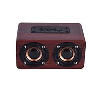 EBTOOLS Altoparlanti Stereo di Altoparlanti in Legno Portatili con Suono Potente e Busta di Viaggio in Legno Rosso (Mogano grano (versione inglese))
