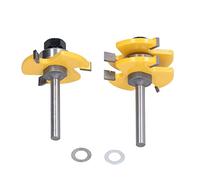 EBTOOLS Bit Router di Tipo T 2pcs Set per la Lavorazione del Legno, Kit di Utensili Taglio /4 ”con Testa in Lega e Doppie Dimensioni per il Taglio (1/4 di pollice)