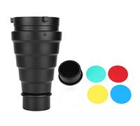 EBTOOLS Cono Flash Adatto per Metallo Conico Snoot Honeycomb Grid Light Beam Tube Bowens Mount Filter per Studio Strobe Flash e 4 Pezzi Color Gel per la direzione dell'illuminazione e Lens Flare Prev