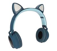 EBTOOLS Cuffie da Gioco per Orecchie di Gatto Carine con Bassi Profondi, Luci a LED, Auricolari Morbidi e Design Pieghevole per Bambini e (Verde blu)