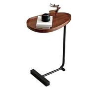 EBTOOLS Elegante Tavolo Laterale Piccolo a Forma di C con Finitura in Legno Scuro e Telaio in Metallo per Soggiorno o Camera da Letto-salvaspazio e Facile da Spostare (#1)
