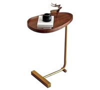 EBTOOLS Elegante Tavolo Laterale Piccolo a Forma di C con Finitura in Legno Scuro e Telaio in Metallo per Soggiorno o Camera da Letto-salvaspazio e Facile da Spostare (#2)