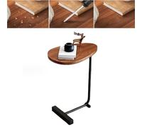 EBTOOLS Elegante Tavolo Laterale Piccolo a Forma di C con Finitura in Legno Scuro e Telaio in Metallo per Soggiorno o Camera da Letto-salvaspazio e Facile da Spostare (#3)