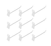 EBTOOLS Ganci da Slatwall da 50 Pc per Display Al Dettaglio, Gancio di Ferro Robusto con Pendenza a 30 Gradi, Facile Installare Ganci a Piastra Scanalati, Argento da 15 Cm