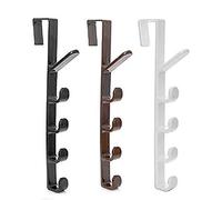 EBTOOLS Ganci per Porte da 2 Pacchi con 5 Ganci - Griglia Versatile per Cappotti, Borse, Asciugamani e Accessori (BLACK)