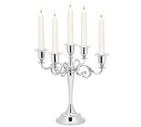EBTOOLS Portacandele Candelabro, Portacandele 5 Bracci, Candelabri Centrotavola Decorativi Vintage e Moderni, per la Decorazione di Natale Matrimonio Casa (Argento)