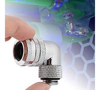 EBTOOLS Raffreddamento per PC G1/4 90 Gradi Connettore a Gomito, Raccordo in Ottone per Tubo da 14 Mm, Design a Prova di (SILVER)