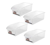 EBTOOLS Set di Bidoni della Conservazione del Cassetto del Frigorifero in Plastica Trasparente - 4 Pezzi di Freschezza Che Preserva, Soluzione di Conservazione degli Alimenti Multiuso (4PCS)