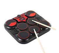 EBTOOLS Set Elettronico da Tavolo Portatile con 7 Cuscinetti in Silicone, Altoparlanti Integrati, Batteria Ricaricabile, Completa di Bacchette e Pedali per Bambini e Principianti