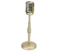 EBTOOLS Simulazione Microfono Vintage Prop Modello di Microfono Vecchio Stile con Base Stabile e Asta di Supporto Set di Puntelli per Microfono in Stile retrò per la Fotografia(Oro)