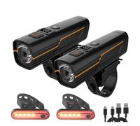 EBUYFIRE Luci Bicicletta Led con Sensori di Luce e Display Digitale, Set di Luci LED Ricaricabili per Bici, Super Luminose Anteriore e Posteriore, Luce Posteriore Bici, Torcia Frontale (2)