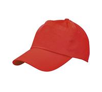 eBuyGB Berretto da Baseball 100% Cotone Regolabile, Unisex, Taglia Unica, 5 Pannelli, Rosso, Confezione da 10