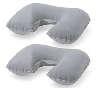 eBuyGB Collo Cuscino da Viaggio Gonfiabile con Cuscino Pouch-Head Volo x 2, Poliestere, Grigio, 17 x 11.5 x 1 cm