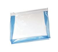 eBuyGB Confezione da 10 sacchetti per cosmetici unisex trasparenti per viaggi, finiture blu