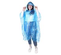 eBuyGB Emergenza da Uomo Impermeabile Rain Poncho con Cappuccio, Uomo, 12165, Transparent Blue, XL