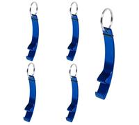 eBuyGB Portachiavi apribottiglie in metallo, colorato, in alluminio, colore blu, confezione da 5