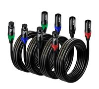 EBXYA Cavo Microfono 3M 4 Pack 3-Pin Bilanciato Maschio-Femmina Multicolore DMX