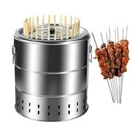 EBZFASO Barbecue Portatile Barbecue in Acciaio Inox Senza Fumo, griglia a Carbone, barile for griglia con 20 spiedini e Set di Accessori for Grigliare, 360° Tutto Intorno